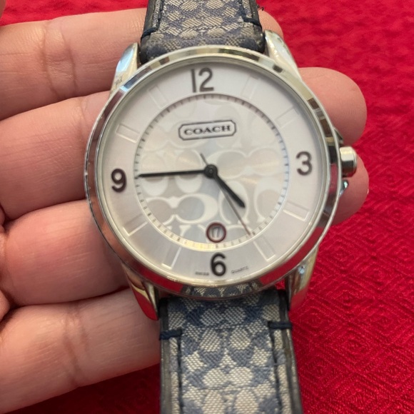Coach Silver and Blue Patterned Watch - Picture 1 of 7